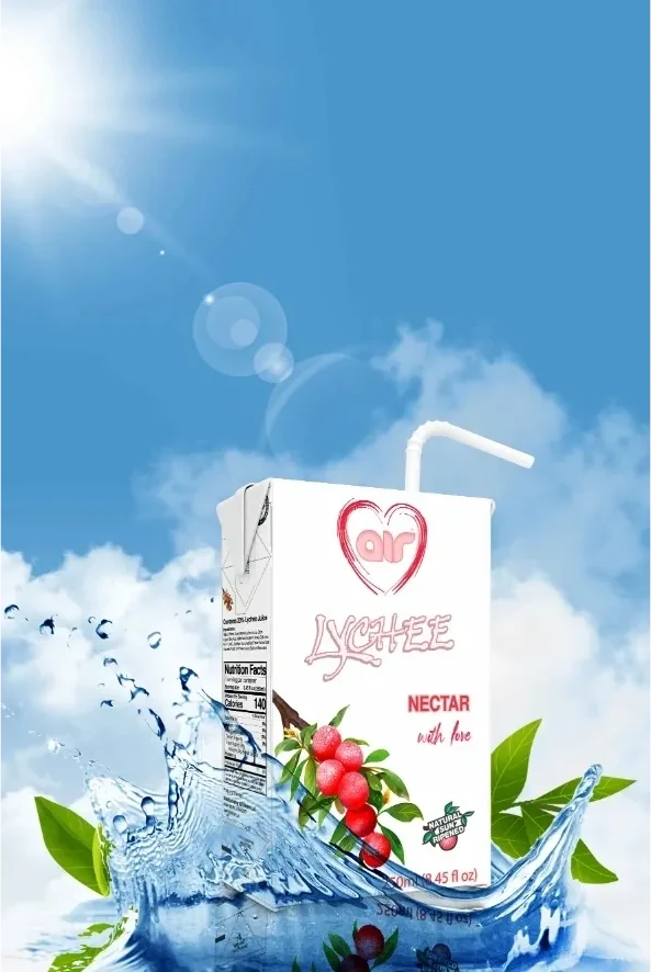 Air Heart Lychee tetra pack showcase