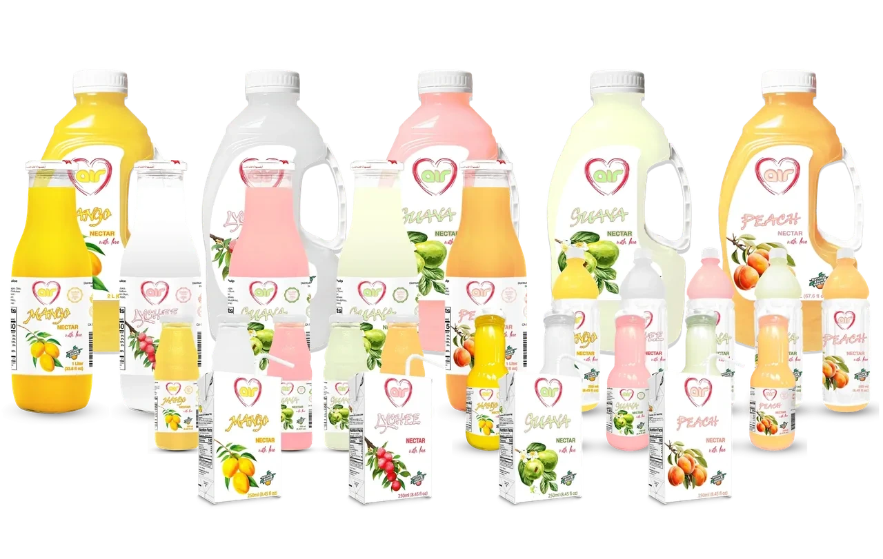 Air Heart complete juice collection including bottles and tetra packs